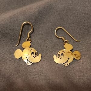 Disney Mickey Mouse Dangle Earrings God Tone